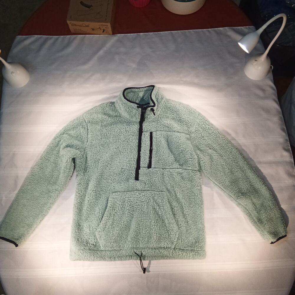 PINK Victoria’s Secret Sherpa Quarter-Zip‎ Pullover Sweatshirt Green Size Small